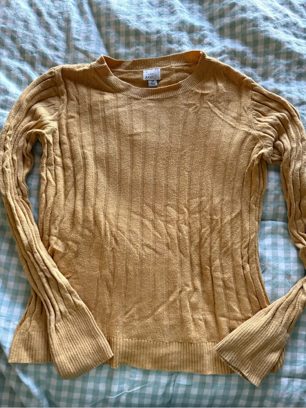 a new day Ribbed Crewneck Sweater in Mustard